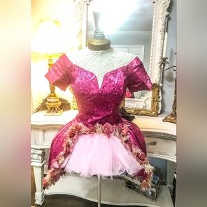 Custom Altered Hot Pink Vintage Dress Costume Sexy Coquette Girl Party S